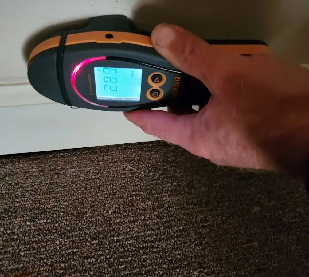 Moisture detection at baseboard during Sewage Cleanup & Sanitation in Lake Barrington